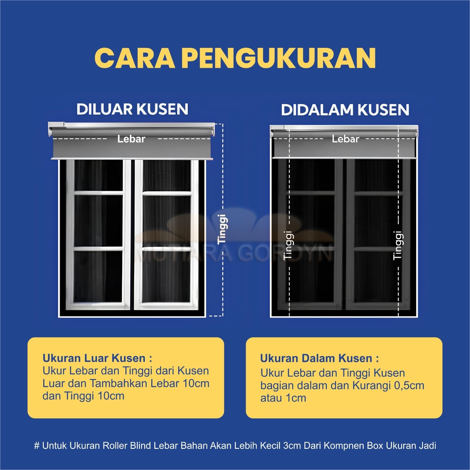 OPTION UKURAN ROLLER BLIND INDOOR.