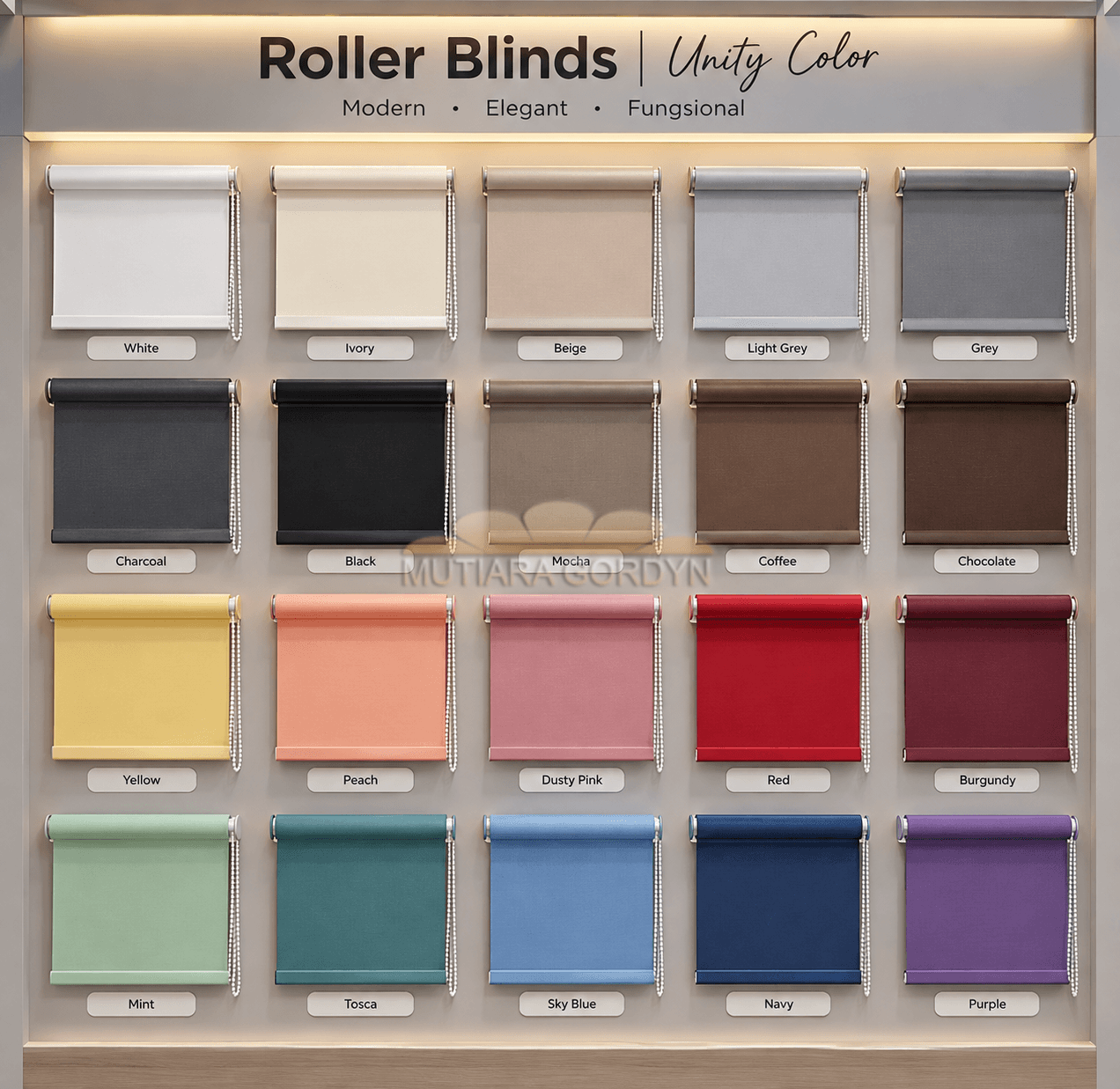 tirai gulung Roller blind Unity Colour di lebak bulus