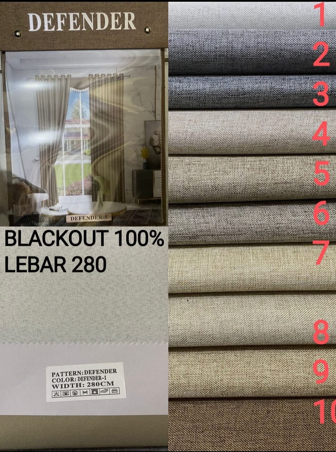 sempel bahan gorden blackout 100% pancoran