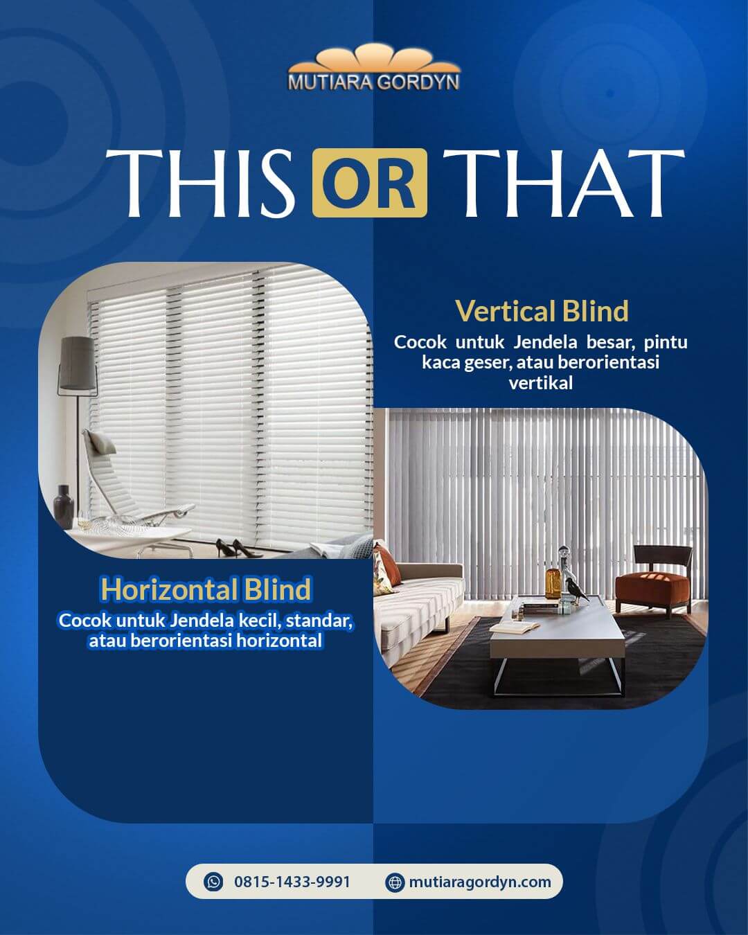 Toko Blinds Kemang: Jual Wooden Blind, Vertical Blind, Horizontal Blind, Zebra Blind Premium berkualitas