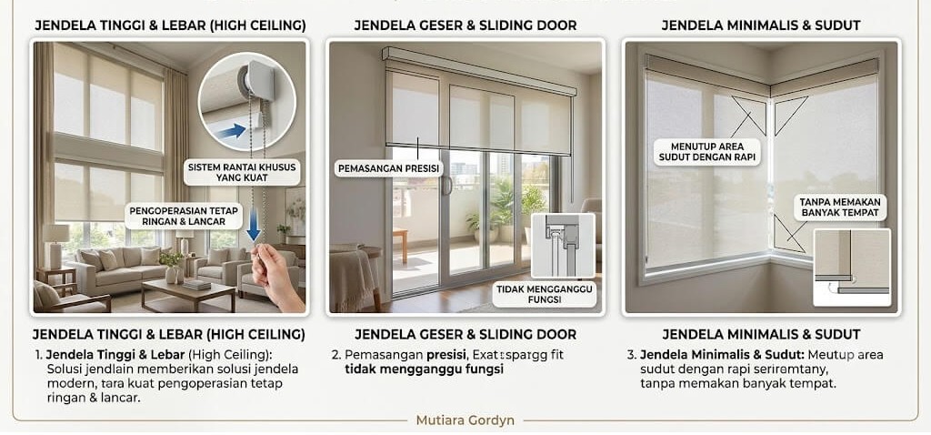 jenis ruangan untuk pasang roller blind