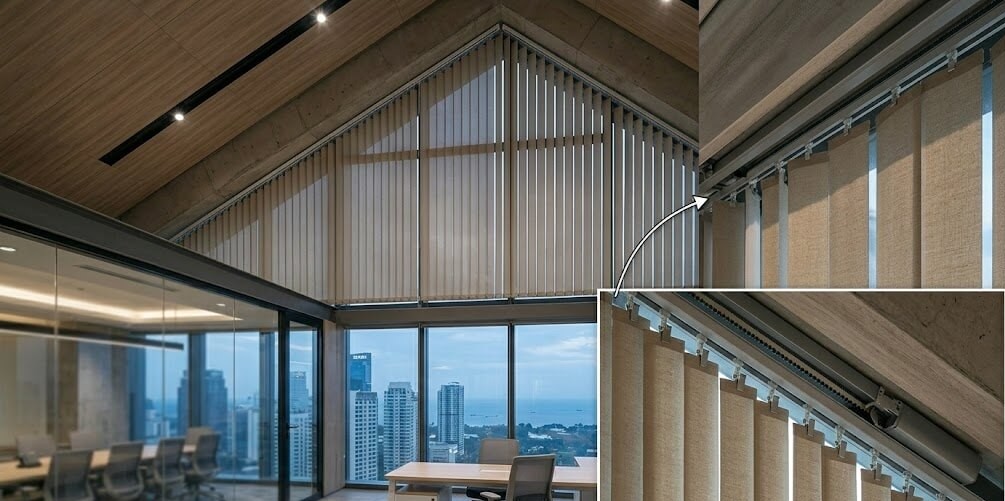 Vertical Blind Bidang miring Atas