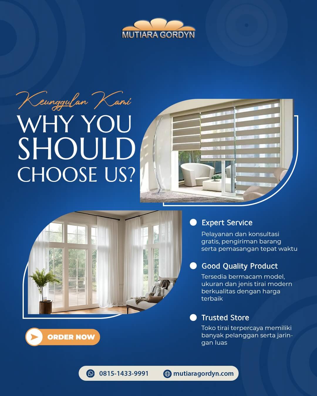 Jual Blinds Custom di Cikupa - Mutiara Gordyn